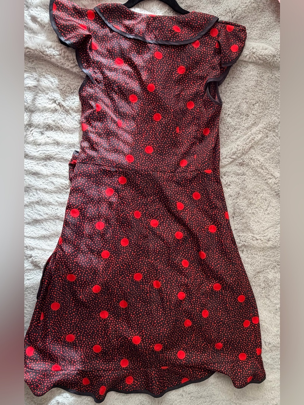 Hi There from Karen Walker Red Polka Dot Ruffle Wrap Dress Size 4 - Picture 8 of 10